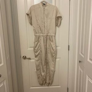 Nude zip up jumpsuit